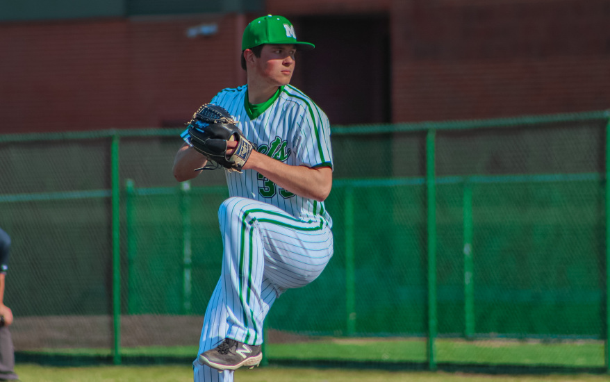 Junior Michael Bilo pitching